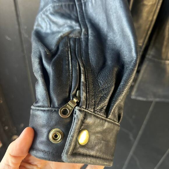 Tannery West Black Leather Zip Jacket Women’s Medium Vintage Classic - Picture 6 of 7